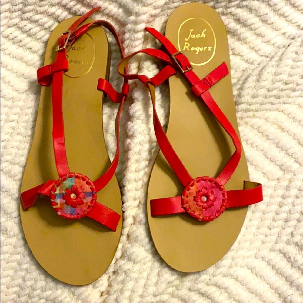 New Jack Rogers pink and plaid sandals
